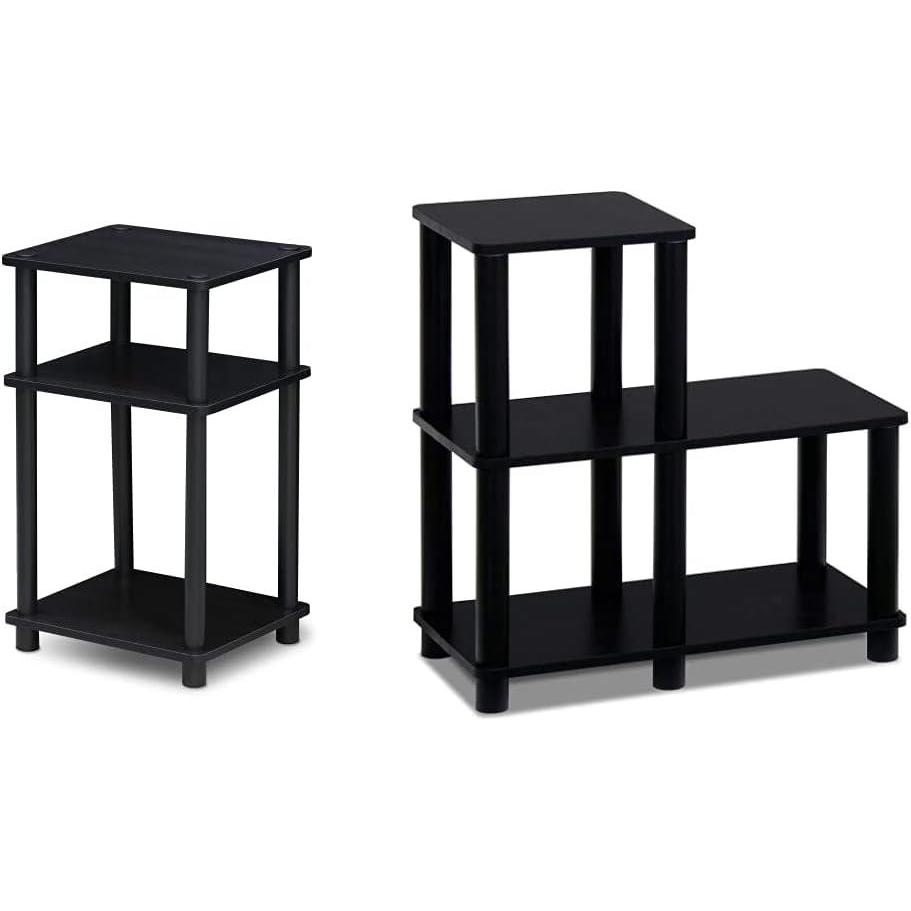 imageFurinno TurnNTube Accent Decorative Shelf EspressoBlack amp Just 3Tier End Table 1Pack AmericanoBlackEspressoBlack