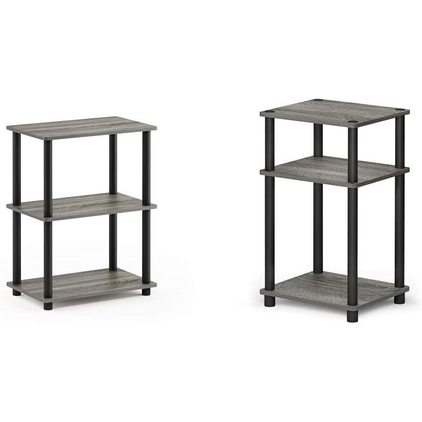 imageFurinno TurnNTube No Tool 3Tier Storage Shelf Narrow EspressoBlack amp Just 3Tier TurnNTube End Table 1Pack French Oak GreyBlackFrench Oak GreyBlack