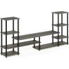 FURINNO Turn-N-Tube Grand Entertainment Center with End Tables, French Oak Grey/Black(French Oak Grey/Black)