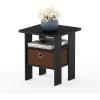 Furinno Andrey Set of 2 End Table / Side Table / Night Stand / Bedside Table with Bin Drawer, French Oak Grey(Americano/Medium Brown)