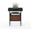Furinno Andrey Set of 2 End Table / Side Table / Night Stand / Bedside Table with Bin Drawer, French Oak Grey(Americano/Medium Brown)