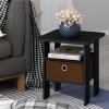 Furinno Andrey Set of 2 End Table / Side Table / Night Stand / Bedside Table with Bin Drawer, French Oak Grey(Americano/Medium Brown)