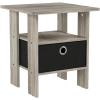 Furinno Andrey Set of 2 End Table / Side Table / Night Stand / Bedside Table with Bin Drawer, French Oak Grey(French Oak)