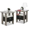 Furinno Andrey Set of 2 End Table / Side Table / Night Stand / Bedside Table with Bin Drawer, French Oak Grey(French Oak)
