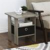 Furinno Andrey Set of 2 End Table / Side Table / Night Stand / Bedside Table with Bin Drawer, French Oak Grey(French Oak)