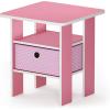 Furinno Andrey Set of 2 End Table / Side Table / Night Stand / Bedside Table with Bin Drawer, French Oak Grey(Pink/Light Pink)