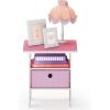 Furinno Andrey Set of 2 End Table / Side Table / Night Stand / Bedside Table with Bin Drawer, French Oak Grey(Pink/Light Pink)