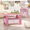 Furinno Andrey Set of 2 End Table / Side Table / Night Stand / Bedside Table with Bin Drawer, French Oak Grey(Pink/Light Pink)