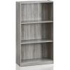 Furinno Basic 3-Tier Bookcase Storage Shelves, French Oak Grey/Black & Andrey End Table/Side Table/Night Stand/Bedside Table with Bin Drawer, French Oak Grey/Black(French Oak Grey)