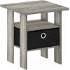 Furinno Basic 3-Tier Bookcase Storage Shelves, French Oak Grey/Black & Andrey End Table/Side Table/Night Stand/Bedside Table with Bin Drawer, French Oak Grey/Black(French Oak Grey/Black)