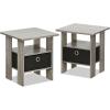 Furinno Basic 3-Tier Bookcase Storage Shelves, French Oak Grey/Black & Andrey End Table/Side Table/Night Stand/Bedside Table with Bin Drawer, French Oak Grey/Black(French Oak Grey)