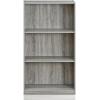Furinno Basic 3-Tier Bookcase Storage Shelves, French Oak Grey/Black & Andrey End Table/Side Table/Night Stand/Bedside Table with Bin Drawer, French Oak Grey/Black(French Oak Grey)