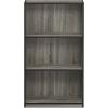 Furinno Basic 3-Tier Bookcase Storage Shelves, French Oak Grey/Black & Andrey End Table/Side Table/Night Stand/Bedside Table with Bin Drawer, French Oak Grey/Black(French Oak Grey/Black)