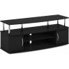 Furinno Entertainment Stand for TV Up to 55 Inch and End Tables (2 Pieces) Set, Americano/Black and Chrome(Americano/Chrome)