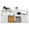 Furinno Jaya Coffee Table, Rectangle Modern Coffee Table with Open Shelf, Side Table with Side Storage, for Living Room, Bedroom, Home Office, White Oak/Stainless Steel(White Oak/Stainless Steel)