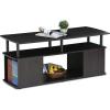Furinno Jaya Coffee Table, Rectangle Modern Coffee Table with Open Shelf, Side Table with Side Storage, for Living Room, Bedroom, Home Office, White Oak/Stainless Steel(Black)