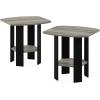 Furinno Jaya Large Entertainment Stand for TV Up to 55 Inch, French Oak Grey/Black & Simple Design End Table, 2-Pack, French Oak Grey/Black