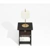 Furinno Modern Side Table, Square Top End Table with Storage Bin, Night Stand, Bedside Table with Storage Shelf, for Living Room, Bedroom, Amber Oak(Black Espresso/Brown)