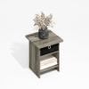 Furinno Modern Side Table, Square Top End Table with Storage Bin, Night Stand, Bedside Table with Storage Shelf, for Living Room, Bedroom, Amber Oak(Grey Oak/Black)