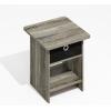 Furinno Modern Side Table, Square Top End Table with Storage Bin, Night Stand, Bedside Table with Storage Shelf, for Living Room, Bedroom, Amber Oak(Grey Oak/Black)