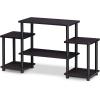 Furinno Simplistic End Table Set (2-Piece) Turn-N-Tube No Tools Entertainment Center, Dark Walnut
