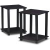 Furinno Simplistic End Table Set (2-Piece) Turn-N-Tube No Tools Entertainment Center, Dark Walnut