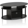 Furinno Simplistic Set of 2 End Table and Oval Coffee Table with Bin