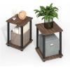 Furinno Simplistic Side Table Set of 2, End Table, Night Stand, Nightstand, Bedside Table, for Living Room, Bedroom, Grey Oak(Brown Walnut/Black)