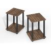 Furinno Simplistic Side Table Set of 2, End Table, Night Stand, Nightstand, Bedside Table, for Living Room, Bedroom, Grey Oak(Brown Walnut/Black)