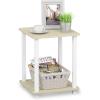 Furinno Simplistic Side Table Set of 2, End Table, Night Stand, Nightstand, Bedside Table, for Living Room, Bedroom, Grey Oak(Cream Faux Marble)