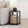 Furinno Simplistic Side Table Set of 2, End Table, Night Stand, Nightstand, Bedside Table, for Living Room, Bedroom, Grey Oak(Cream Faux Marble)