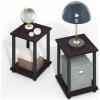 Furinno Simplistic Side Table Set of 2, End Table, Night Stand, Nightstand, Bedside Table, for Living Room, Bedroom, Grey Oak(Dark Mocha)