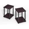 Furinno Simplistic Side Table Set of 2, End Table, Night Stand, Nightstand, Bedside Table, for Living Room, Bedroom, Grey Oak(Dark Mocha)