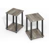 Furinno Simplistic Side Table Set of 2, End Table, Night Stand, Nightstand, Bedside Table, for Living Room, Bedroom, Grey Oak(Grey Oak/Black)