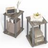 Furinno Simplistic Side Table Set of 2, End Table, Night Stand, Nightstand, Bedside Table, for Living Room, Bedroom, Grey Oak(Grey Oak/Grey)