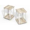 Furinno Simplistic Side Table Set of 2, End Table, Night Stand, Nightstand, Bedside Table, for Living Room, Bedroom, Grey Oak(Light Oak/White)