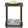 Furinno Simplistic Side Table Set of 2, End Table, Night Stand, Nightstand, Bedside Table, for Living Room, Bedroom, Grey Oak(Walnut/Brown)