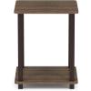 Furinno Simplistic Side Table Set of 2, End Table, Night Stand, Nightstand, Bedside Table, for Living Room, Bedroom, Grey Oak(Walnut/Brown)