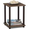 Furinno Simplistic Side Table Set of 2, End Table, Night Stand, Nightstand, Bedside Table, for Living Room, Bedroom, Grey Oak(Walnut/Brown)