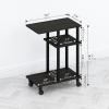 Furinno TOMI Side Table, 3-Tier C-Shape Open Shelf End Table with Wheels, Night Stand, Bedside Table, Toolless Assembly, for Living Room, Bedroom, White Oak/Stainless Steel(Espresso/Black)