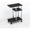Furinno TOMI Side Table, 3-Tier C-Shape Open Shelf End Table with Wheels, Night Stand, Bedside Table, Toolless Assembly, for Living Room, Bedroom, White Oak/Stainless Steel(Americano/Stainless Steel)