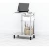 Furinno TOMI Side Table, 3-Tier C-Shape Open Shelf End Table with Wheels, Night Stand, Bedside Table, Toolless Assembly, for Living Room, Bedroom, White Oak/Stainless Steel(White Oak/Stainless Steel)