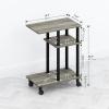 Furinno TOMI Side Table, 3-Tier C-Shape Open Shelf End Table with Wheels, Night Stand, Bedside Table, Toolless Assembly, for Living Room, Bedroom, White Oak/Stainless Steel(French Oak/Black)
