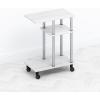 Furinno TOMI Side Table, 3-Tier C-Shape Open Shelf End Table with Wheels, Night Stand, Bedside Table, Toolless Assembly, for Living Room, Bedroom, White Oak/Stainless Steel(White Oak/Stainless Steel)