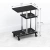 Furinno TOMI Side Table, 3-Tier C-Shape Open Shelf End Table with Wheels, Night Stand, Bedside Table, Toolless Assembly, for Living Room, Bedroom, White Oak/Stainless Steel(Americano/Stainless Steel)
