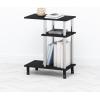 Furinno TOMI Side Table, 3-Tier C-Shape Open Shelf End Table with Wheels, Night Stand, Bedside Table, Toolless Assembly, for Living Room, Bedroom, White Oak/Stainless Steel(Americano/Stainless Steel)