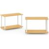 Furinno TURN-N-TUBE Side Table, 2-Tier Modern Rectangle End Table with Open Shelf, Night Stand, Bedside Table, Toolless Assembly, for Living Room, Bedroom, Black(Beech/White)