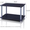 Furinno TURN-N-TUBE Side Table, 2-Tier Modern Rectangle End Table with Open Shelf, Night Stand, Bedside Table, Toolless Assembly, for Living Room, Bedroom, Black(Black)