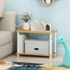Furinno TURN-N-TUBE Side Table, 2-Tier Modern Rectangle End Table with Open Shelf, Night Stand, Bedside Table, Toolless Assembly, for Living Room, Bedroom, Black(Beech/White)