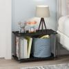Furinno TURN-N-TUBE Side Table, 2-Tier Modern Rectangle End Table with Open Shelf, Night Stand, Bedside Table, Toolless Assembly, for Living Room, Bedroom, Black(Black)